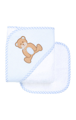 3 Marthas Baby Hooded Towel & Washcloth Set - Teddy Bear