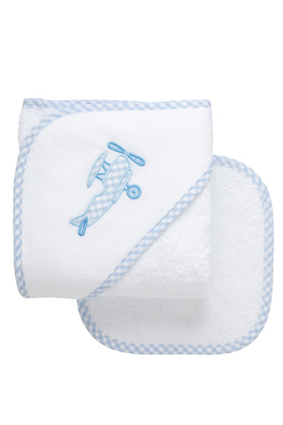 3 Baby Hooded Towel & Washcloth Set - Airplane