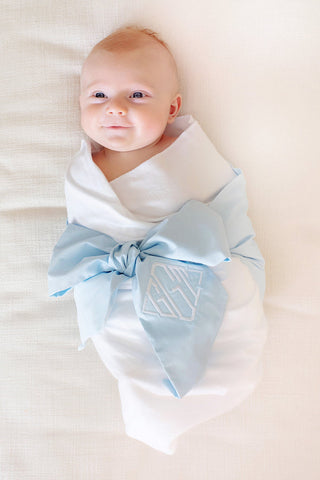 Beaufort Bonnet Bow Swaddle- Buckhead Blue