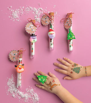 MudPie Jolly Tattoos & Light-Up Ring Set