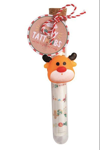 MudPie Jolly Tattoos & Light-Up Ring Set