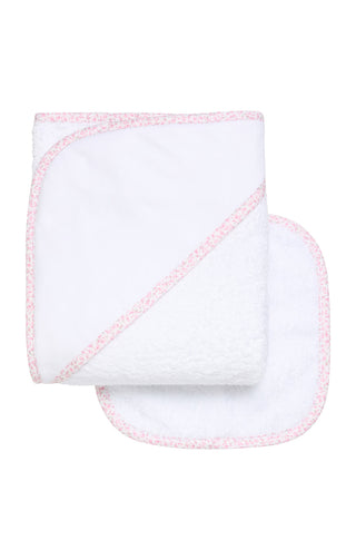 3 Marthas Baby Hooded Towel & Washcloth Set - Ballet Floral