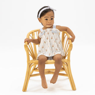 Angel Dear Top with Bows and Ruffle Leg Bloomer- Heirloom Rose Stripe