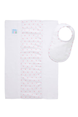 3 Marthas Drooler Bib & Burp Set - Pink Bow