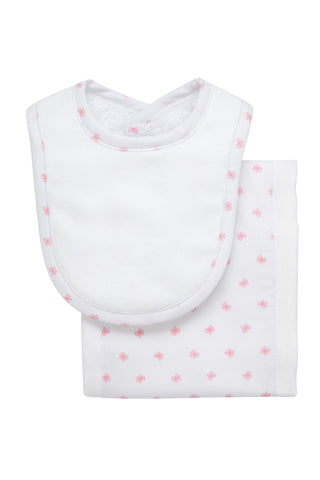 3 Marthas Drooler Bib & Burp Set - Pink Bow