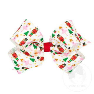 Medium Holiday-themed Christmas Nutcracker Grosgrain Hair Bow