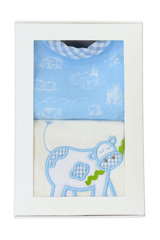 3 Marthas Basic Bib & Burp Boxed Set - Blue Cow