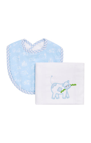 3 Marthas Basic Bib & Burp Boxed Set - Blue Cow