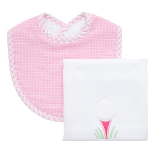 3 Marthas Basic Bib & Burp Boxed Set - Pink Golf