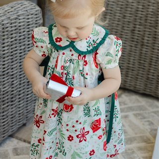 The Bailey boys Girls Float Dress - Heirloom Holly with Basil