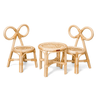 Poppie Mini Table & Chairs Set (Doll Size) Bow Set