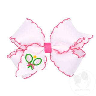 Wee Ones Medium Tennis Rackets Embroidered Moonstitch Edge Hair Bow