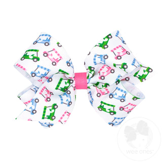 Wee Ones Medium Golf Cart Print Grosgrain Hair Bow