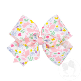 Wee Ones King Easter Print Grosgrain Hair Bow- Multi Color