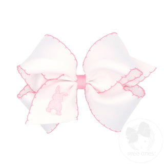 Wee Ones King Moonstitch Grosgrain Hair Bow with Easter-Inspired Embroidery