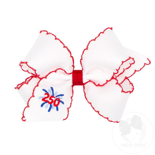 Wee Ones Medium Americana 250 Embroidery on Moonstitch Edge Hair Bow