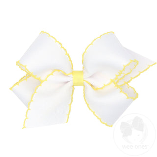 Wee Ones Medium Moonstitch Grosgrain Hair Bow with Contrasting Wrap