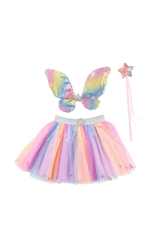 Rainbow Sequins Skirt, Wings & Wand Size 4-6