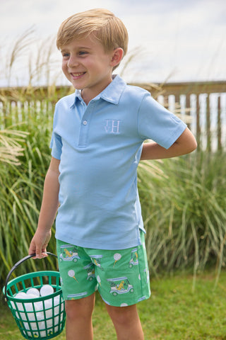 Little English Short Sleeve Polo - Light Blue