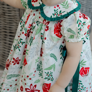 The Bailey boys Girls Float Dress - Heirloom Holly with Basil