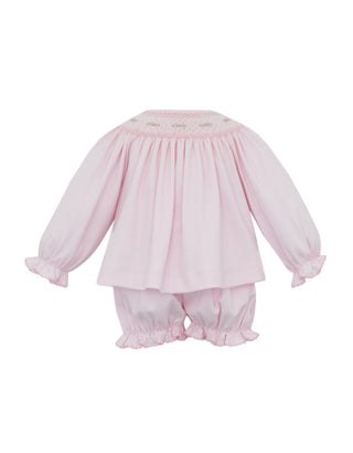 Petite Bebe Rose Pink Knit Bishop Bloomer Set