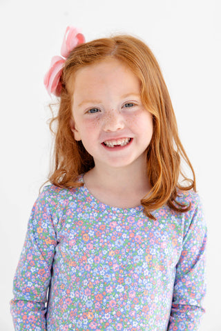 The Beaufort Bonnet Company Long Sleeve Polly Play Dress - Mountain Brook Mini Floral (Parrot Cay Coral)