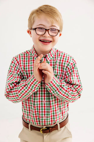 The Beaufort Bonnet Company Dean's List Dress Shirt -Richmond Red & Kiawah Kelly Green Gingham