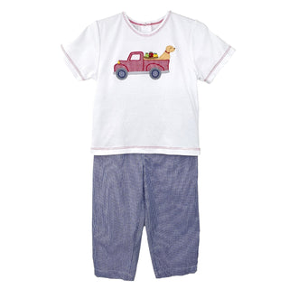 Apple Truck Applique Shirt and Pants Set