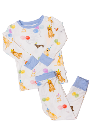 Dog Party 2 Piece Pajama Blue