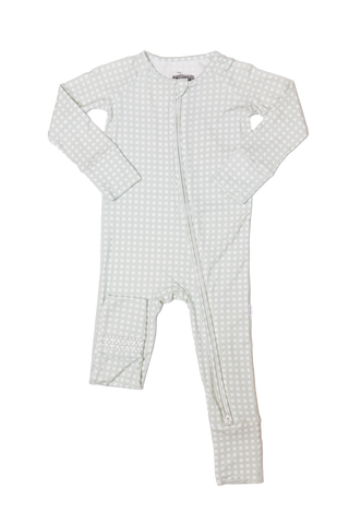 Sleep Romper - Sage Gingham