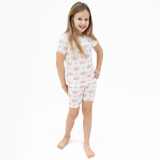 Angel Dear Loungewear Short Set- Bubbly Whale with Bow Pink Show