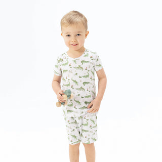 Angel Dear Loungewear Short Set- Crayon Alligators