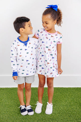 The Beaufort Bonnet Company Florida Polly Play Dress - Florida Forever with Hamptons Hot Pink