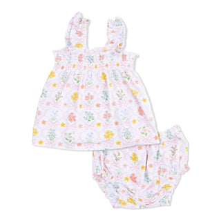 Angel Dear Ruffly Strap Top and Bloomer - Spring Blooms Bow Trellis
