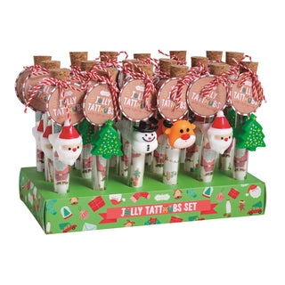 MudPie Jolly Tattoos & Light-Up Ring Set