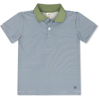 Parker Polo- Baton Rouge Blue Mini Stripe, Pistachio Green