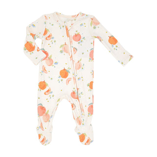 Spring Peaches Bamboo 2 Way Zipper Footie 12-18M