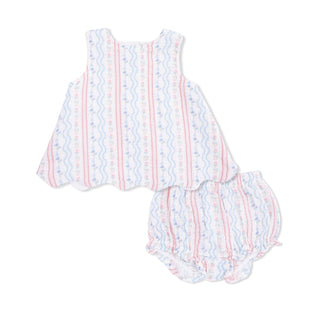 Angel Dear Scallop Back Top with Bloomer - Tulip Stripe