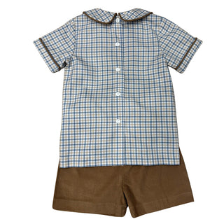 Ishtex Boys Shorts Set - Blue/Khaki Plaid