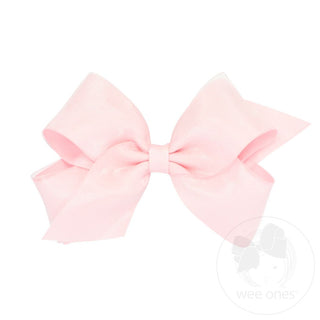 Wee Ones Medium Organza and Grosgrain Overlay Hair Bow - Light Pink