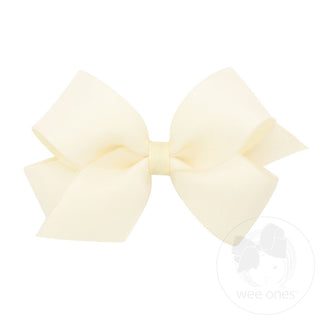 Wee Ones Medium Organza and Grosgrain Overlay Hair Bow - Off White