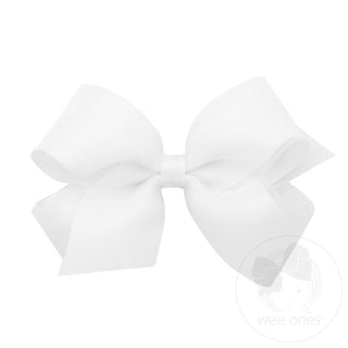 Wee Ones Medium Organza and Grosgrain Overlay Hair Bow - White