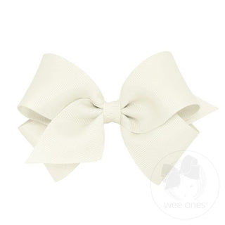 Small Classic Grosgrain Hair Bow- Antique White