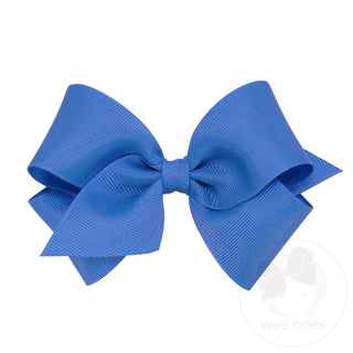 Wee Ones Small Classic Grosgrain Hair Bow (Plain Wrap) - Capri Blue