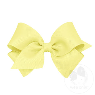 Wee Ones Small Classic Grosgrain Hair Bow (Plain Wrap) - Light Yellow