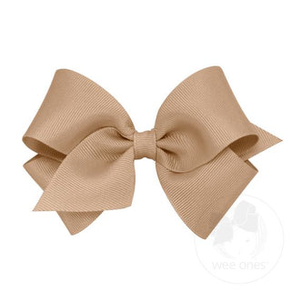 Small Classic Grosgrain Hair Bow- Oatmeal