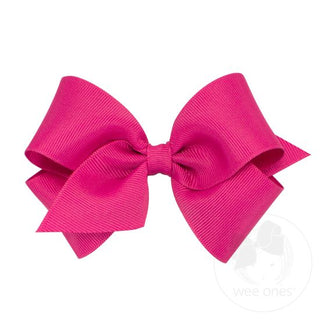 Small Classic Grosgrain Hair Bow- Shocking Pink