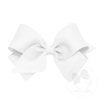 Small Classic Grosgrain Hair Bow- White