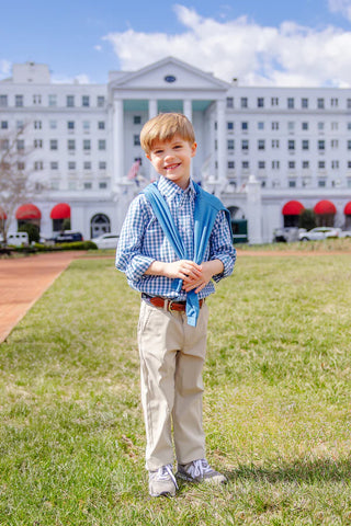 Beaufort Bonnet Dean's List Dress Shirt in Barnsley Blue Gingham with Gallatin Green Stork