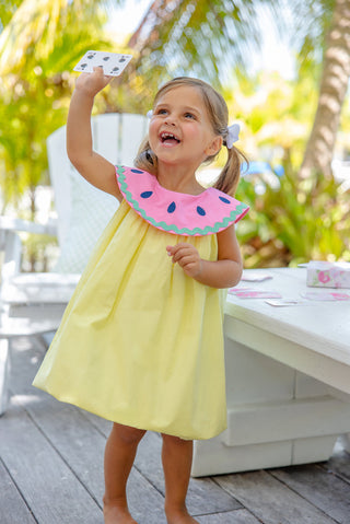 The Beaufort Bonnet Sleeveless Tabitha's Teacher's Pet Dress- Lake Worth Yellow with Watermelon